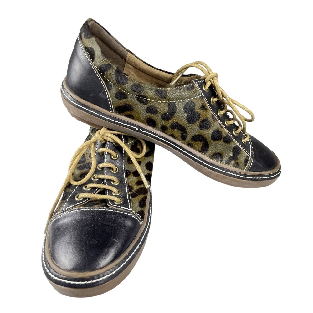 Spring Step L'Artiste Libbi Sneakers Women 37- 6-6.5 Black‎ Leopard Leather